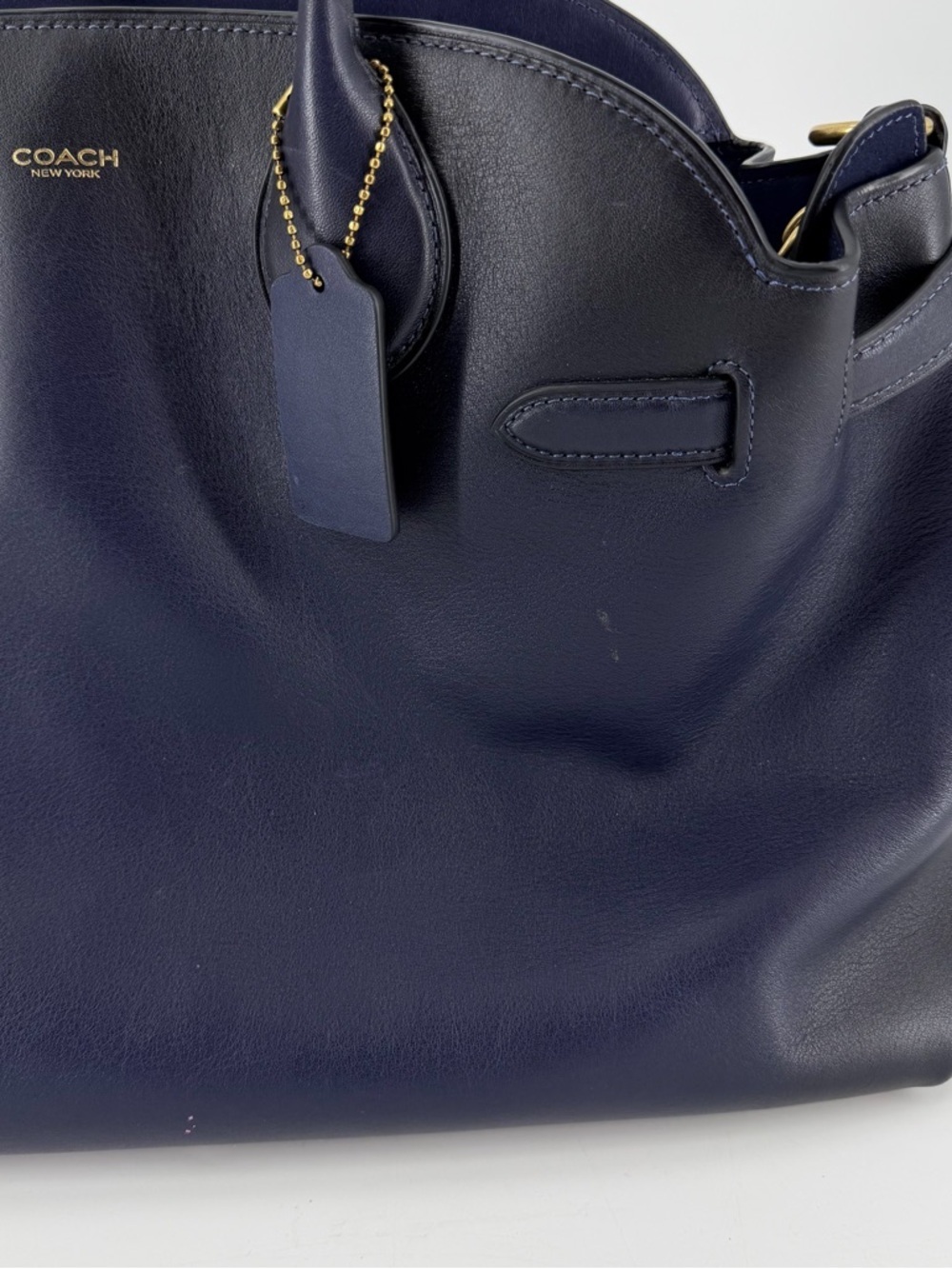 Coach Soft Empire Carryall Bag 40 Dark Navy Leather Purse - Picture 2 of 14